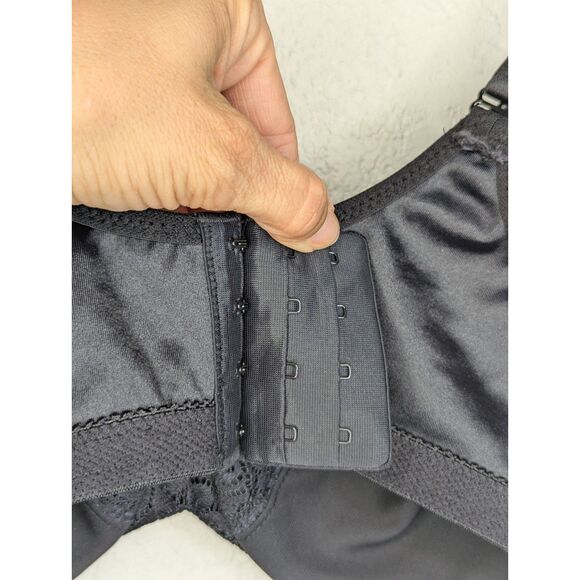 Plus Size Glamorise Full-Figure Wonderwire Back Close Bra 1240 Black with Lace - Picture 12 of 12